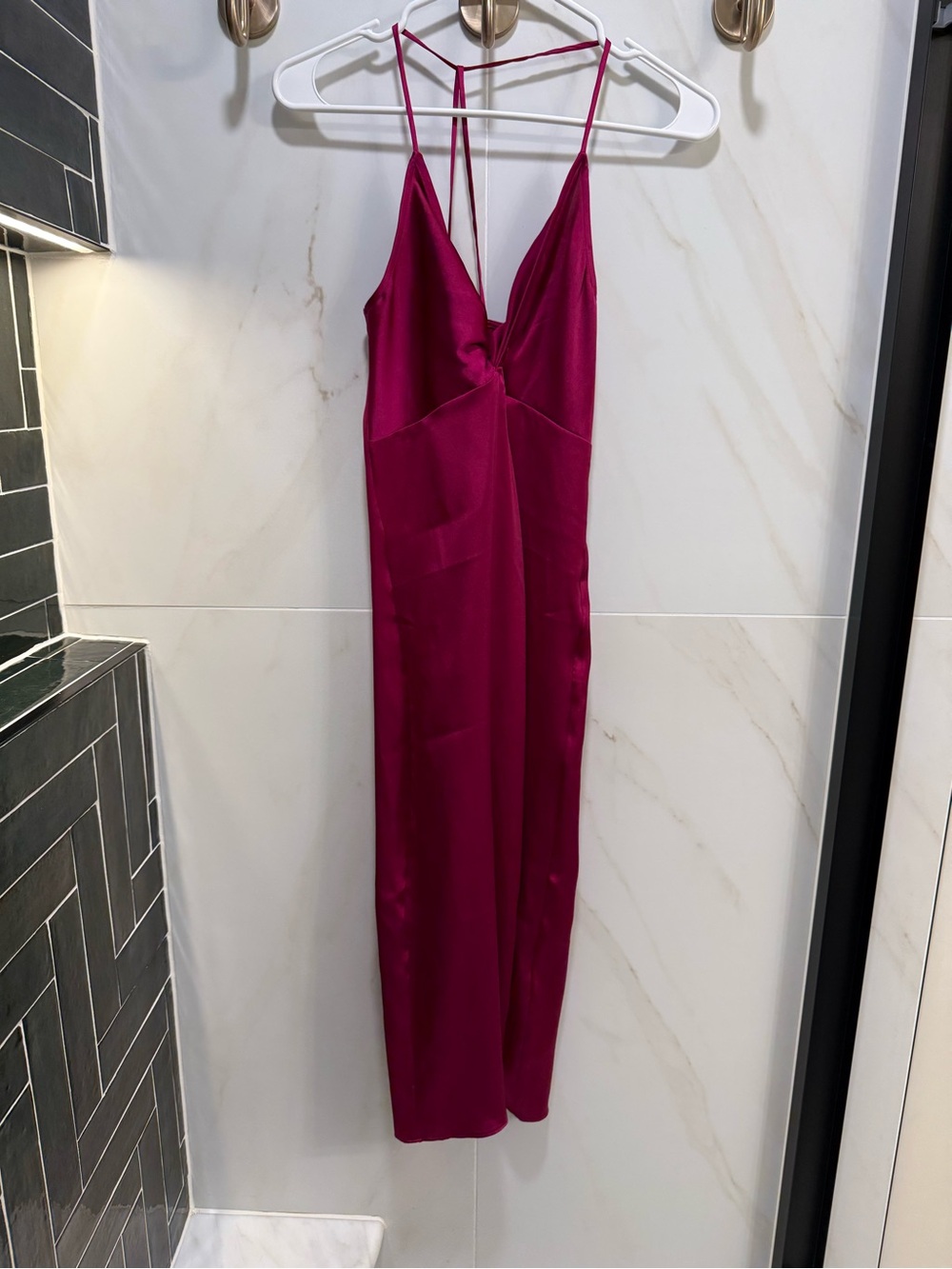 Express Fuchsia Satin Slip Dress